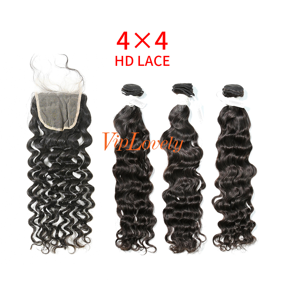 HD Lace Virgin Human Hair Bundle with 4×4 Closure Indian Curly