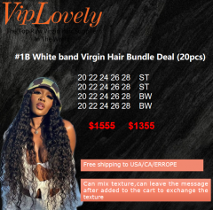 Viplovely free shipping 20 pcs White band Virgin Hair Bundle Deal 20''-28''