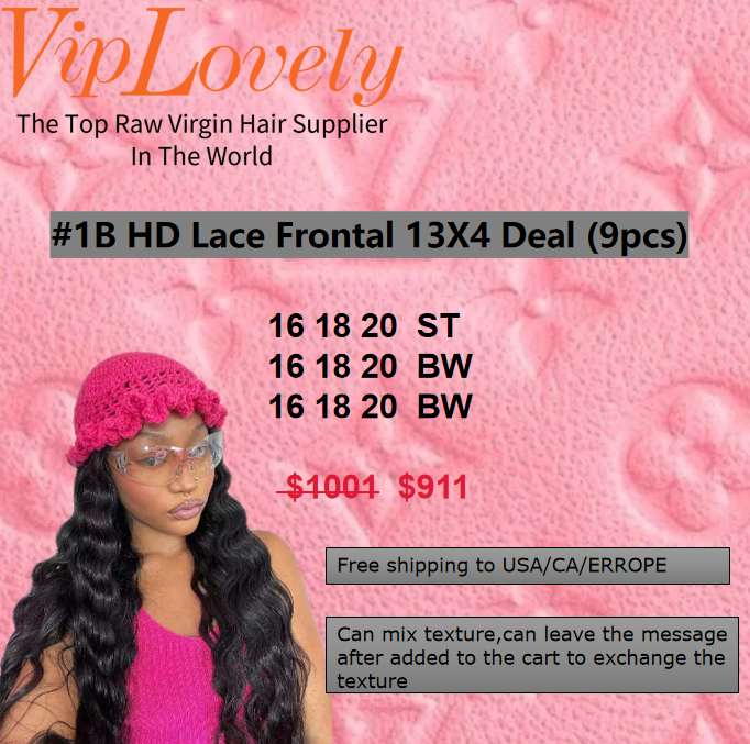 Viplovely free shipping 9pcs HD lace Frontal 13X4 Deal 16''-20''