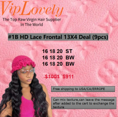 Viplovely free shipping 9pcs HD lace Frontal 13X4 Deal 16''-20''