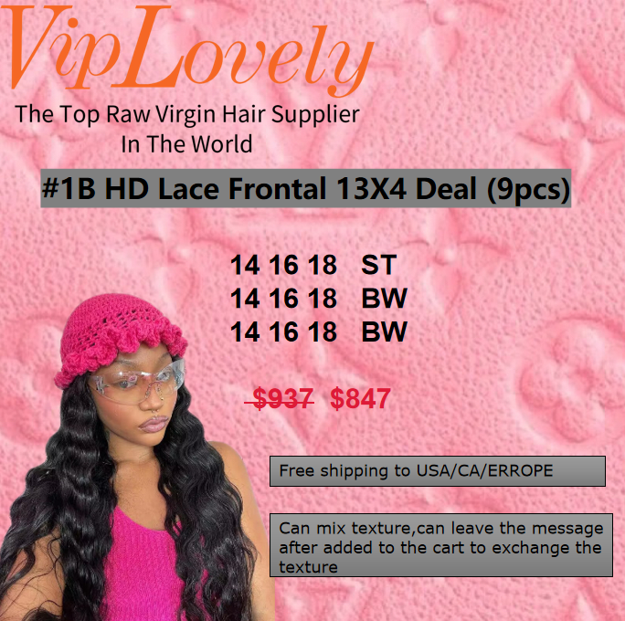 Viplovely free shipping 9pcs HD lace Frontal 13X4 Deal 14''-18''