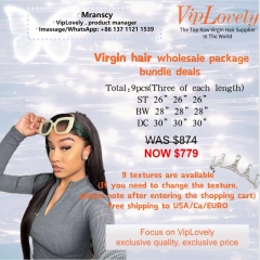 VipLovely Virgin hair 9pcs Free shipping wholesale package bundle deals 26"-30"