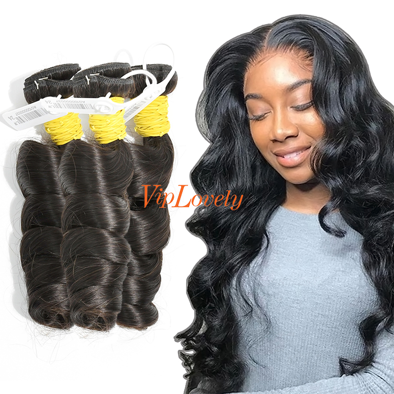 #1b Peruvian Raw Human Hair Weft loose wave